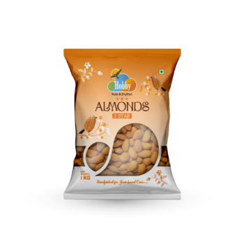 HOBBY California Almonds 1kg, premium raw natural American Badam Giri, crunchy whole almonds, high protein healthy snack, preservative-free dry fruits.