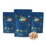Healthy roasted jumbo pistachio nuts rich in protein and fiber packed in blue Hobby pouch