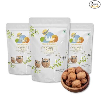 Hobby Premium Jumbo In-Shell Chilean Walnuts 500g, whole Chilean walnuts with shell, large size premium walnuts, fresh crunchy dry fruits rich in Omega-3 and antioxidants.